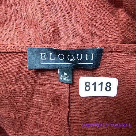 New! Eloquii linen blend Rust Orange Maxi Peasant Dress‎ Balloon Sleeve size 16 - Picture 14 of 16